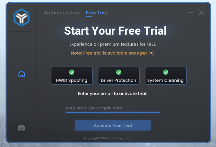 Free Trial Tab Location